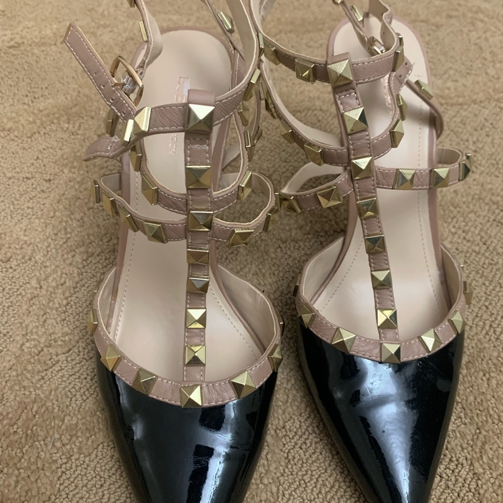 Valentino Black and Gold Studded Women's Shoes